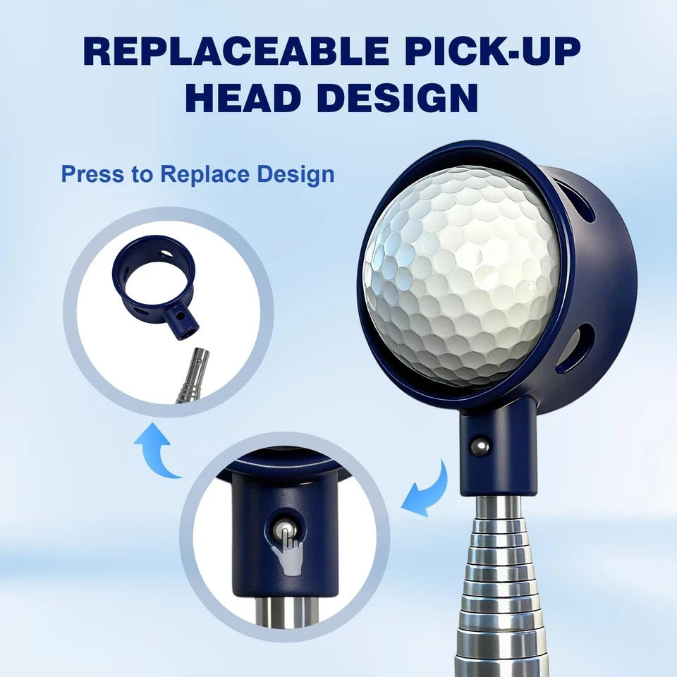 Replaceable Pickup Head for Telescopic Golf Ball Retriever - Blue