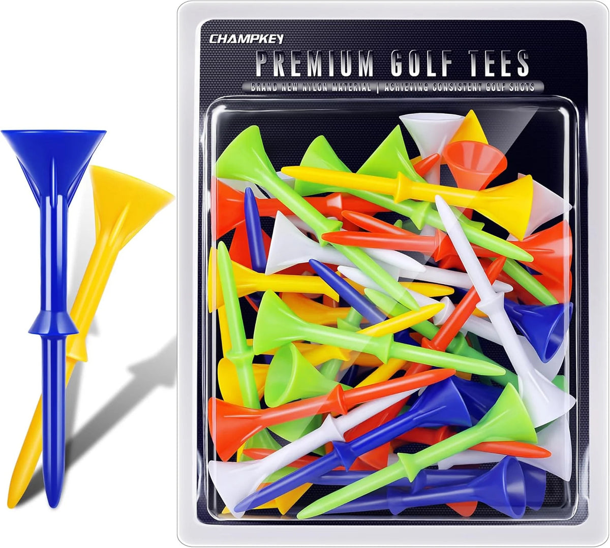 3-1/4-Inch Plastic Golf Tees Set - Durable & Stable Golf Accessories