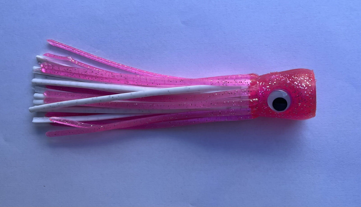 Fishing Trolling Skirts 5 Pack - Glitter Double Skirted Lures for Tuna Mahi Wahoo