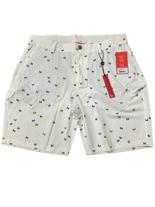 Redvanly Printed Hanover Shorts - Bright White, 9 Inch Inseam, Size XL
