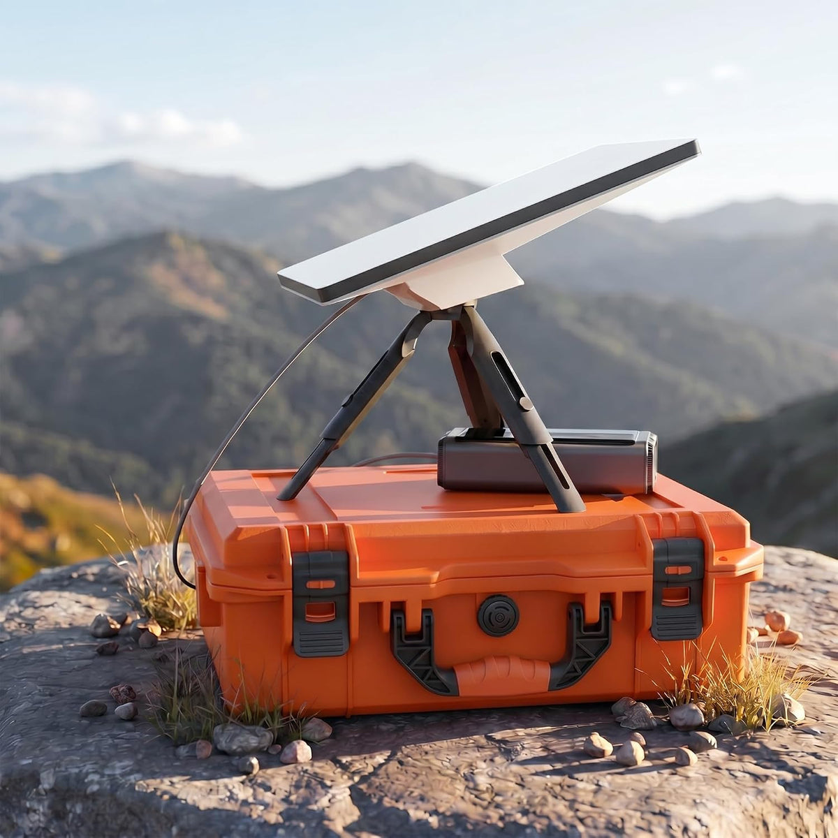 Travel Hard Case for Starlink Mini Kit with Tripod - Waterproof Orange