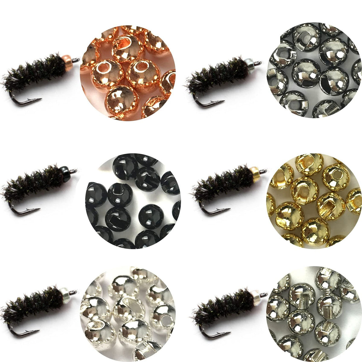 Fly Tying Beads Set - Tungsten Slotted Jig Hooks for Fly Fishing, 10 Colors, 5 Sizes