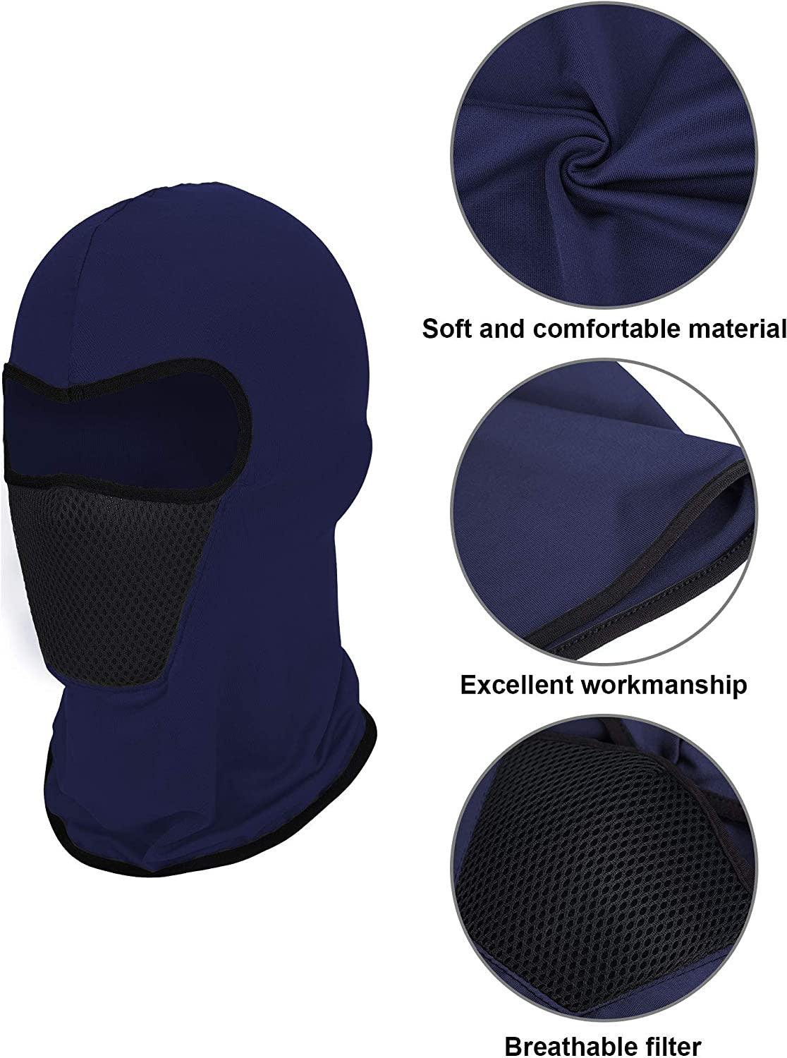 6 Pack Balaclava Face Masks - Cold Weather Motorcycle Ski Mask with Long Neck Cover