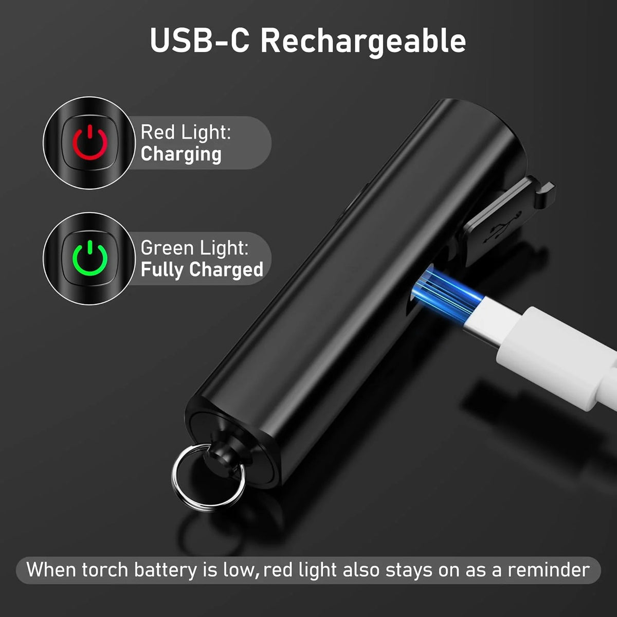 Mini Rechargeable USB C Waterproof Pocket Flashlight - Keychain Light
