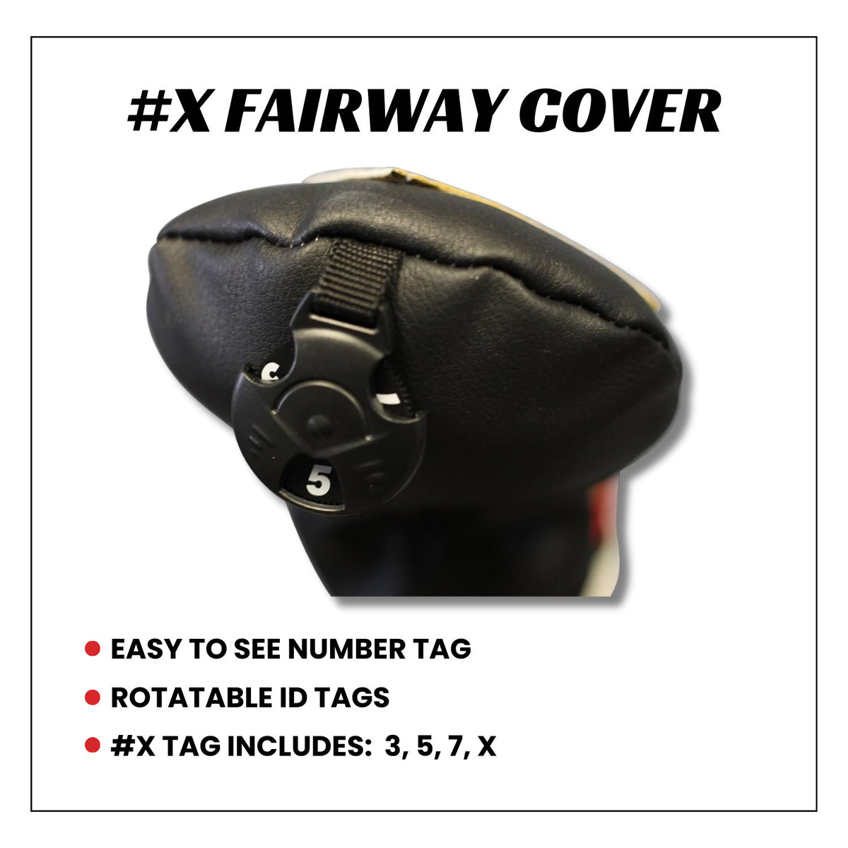 Golf Fairway Wood Headcover - Vintage Leather Style for 3-7X Clubs