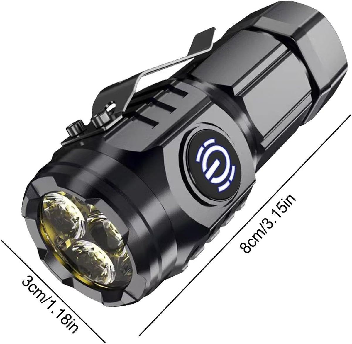 Mini Triple-Eyed Waterproof LED Flashlight - Rechargeable, Portable, Outdoor Use
