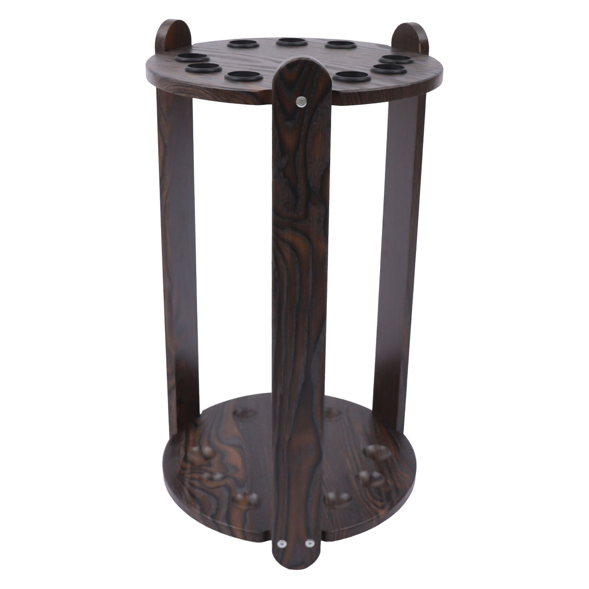 Floor Stand 9-Hole Billiard Cue Holder Rack, Wooden Pool Cue Storage