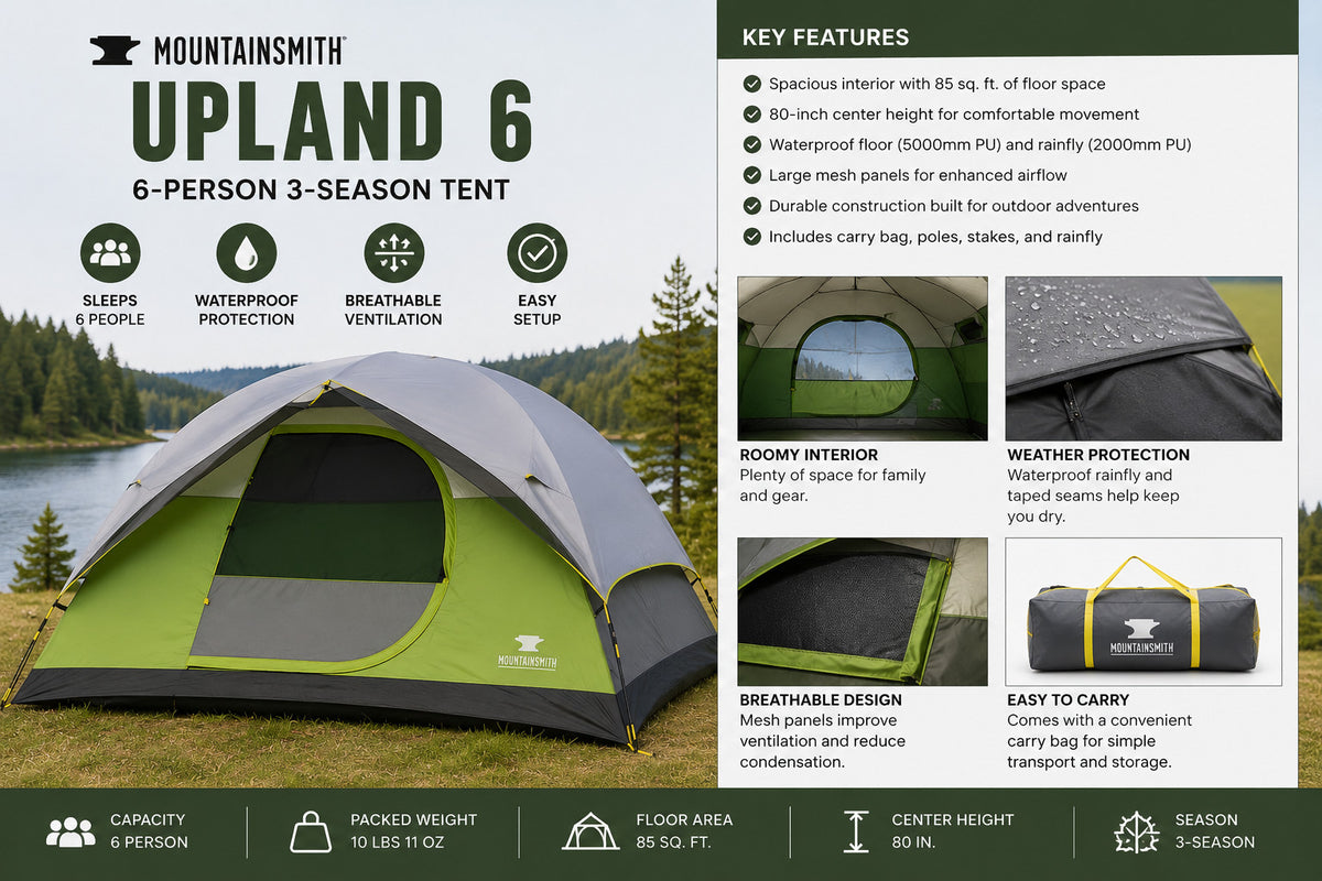 Mountainsmith Upland 6 Person 3-Season Waterproof Camping Tent