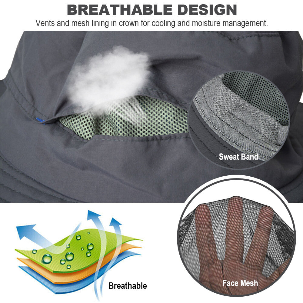Outdoor Mosquito Net Hat with Sun Protection and Adjustable Mesh Cap