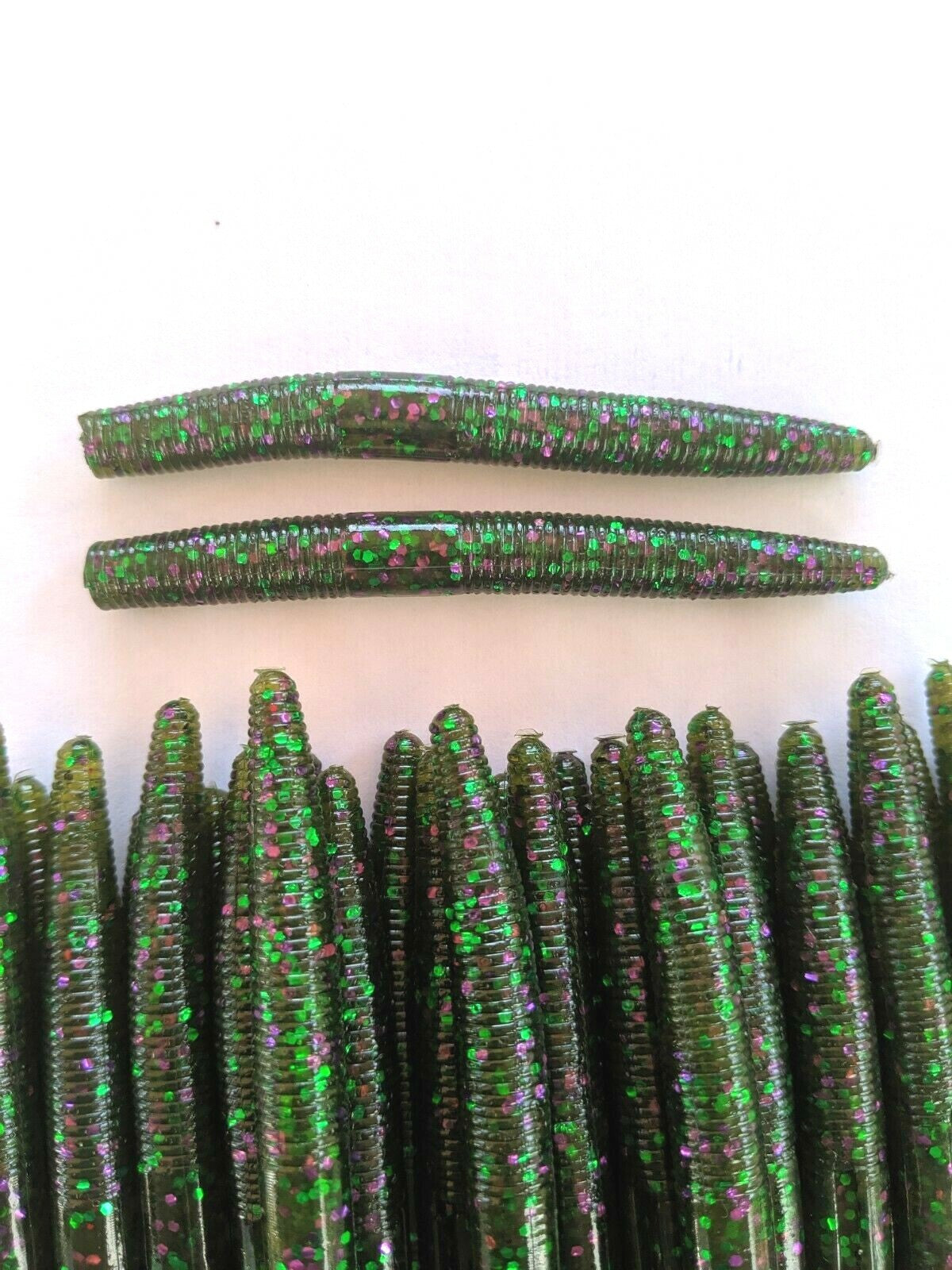 50 Pack Watermelon Candy Soft Plastic Worms for Bass Fishing - Senko Style USA Made