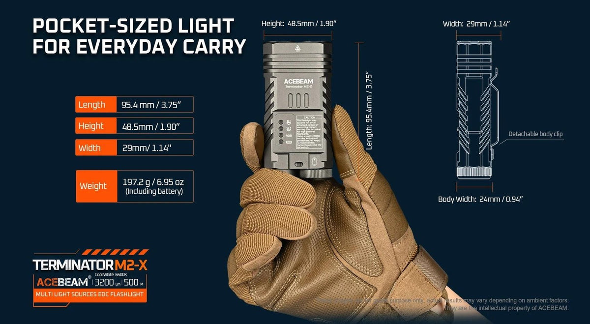 Dual Head LED Flashlight with RGB Colors and 3200 Lumens - Waterproof