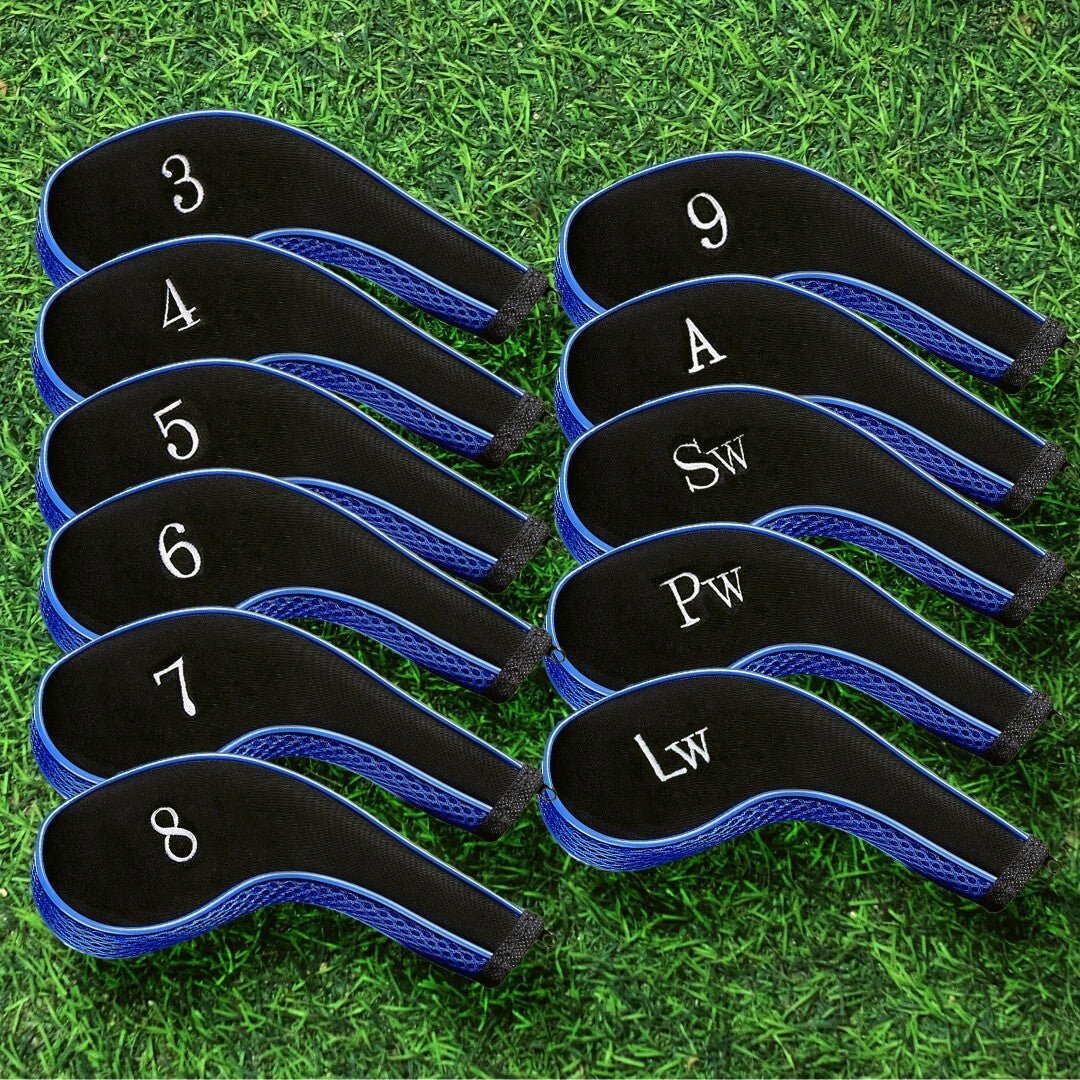 Golf Iron Head Covers 11-Piece Set for Left & Right Handed Clubs Black/Blue