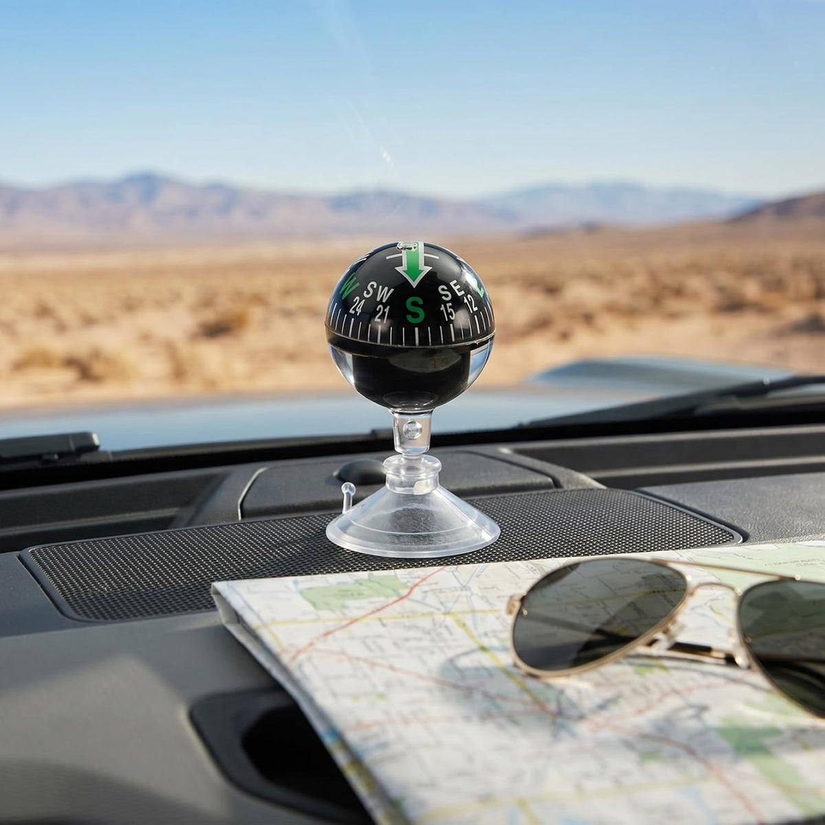 Travel Compass with Suction Cup Mount – Portable Navigation for Car & Outdoor