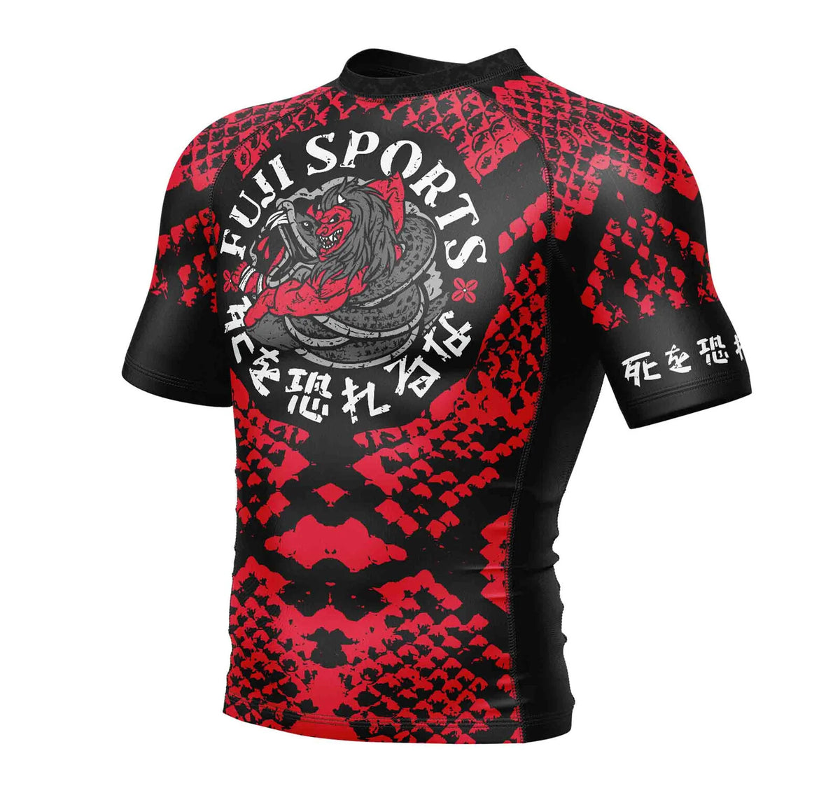 MMA Rashguard Short Sleeve Combat Shirt for Jiu Jitsu & BJJ - Red Black