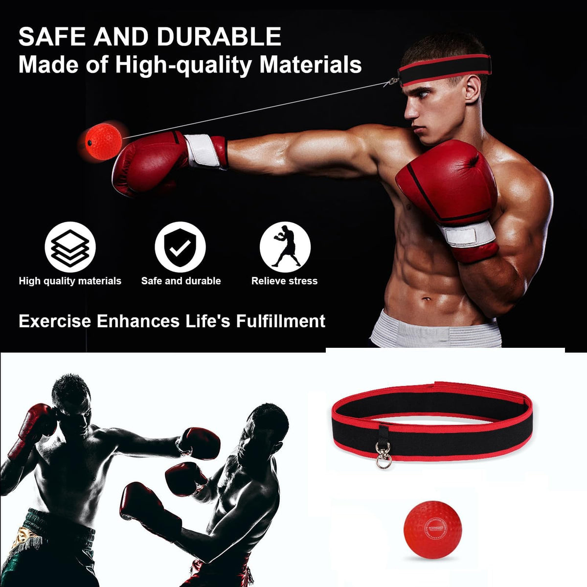 Reaction Boxing Reflex Ball with Headband - Speed & Agility Training Equipment