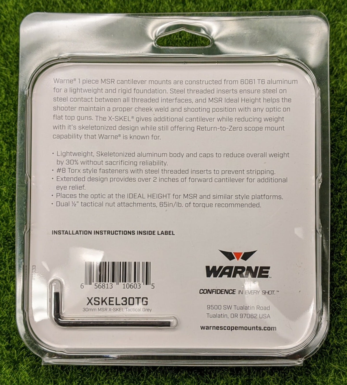 Warne 30mm Skeletonized Cantilever - Zero MOA, Extended