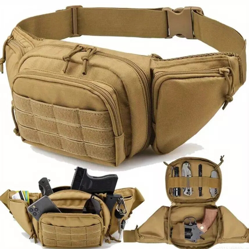 Military Tactical Waist Belt Bag with Concealed Carry Holster and Molle Webbing