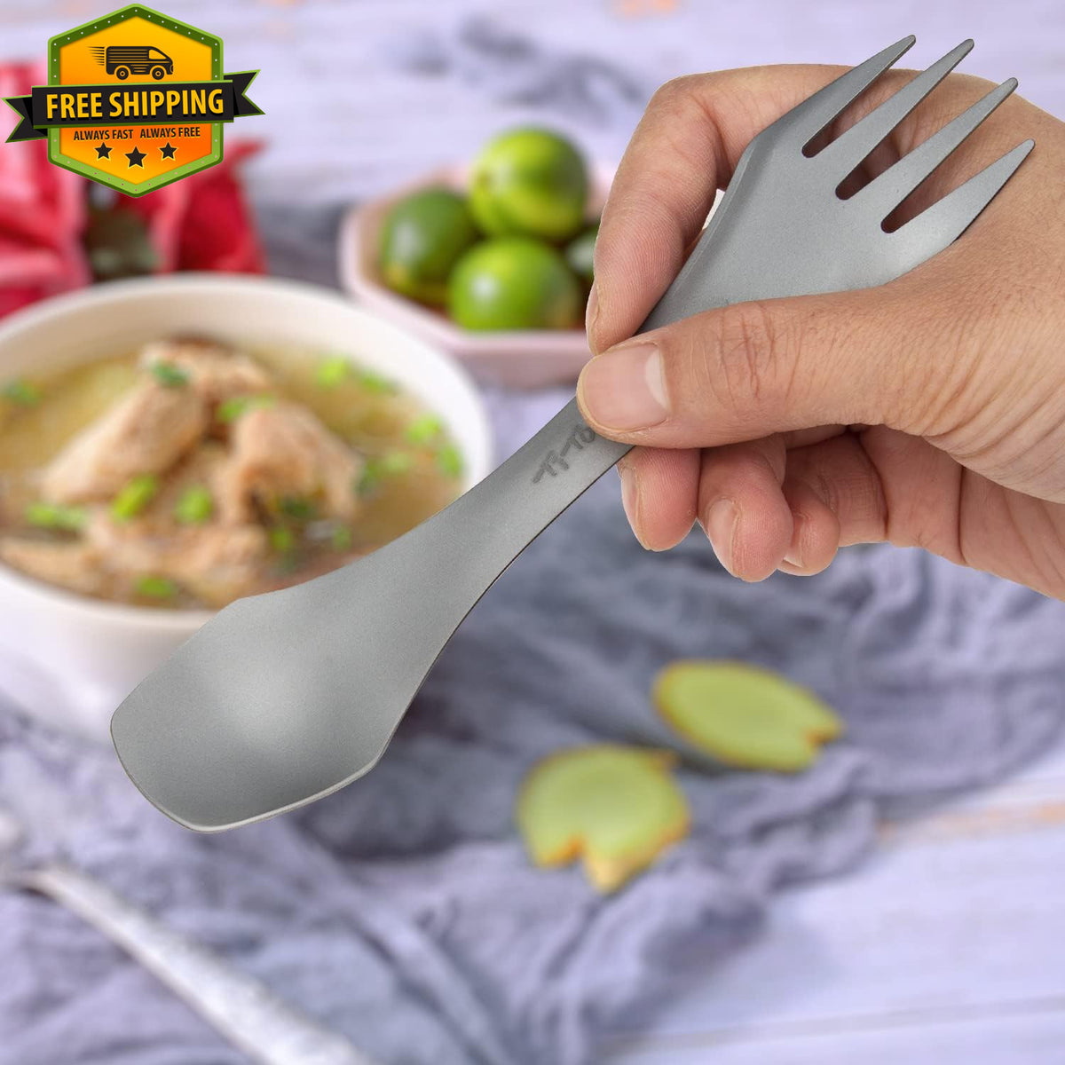 Titanium Camping Spork 3-in-1 Utensil Lightweight Eco-Friendly