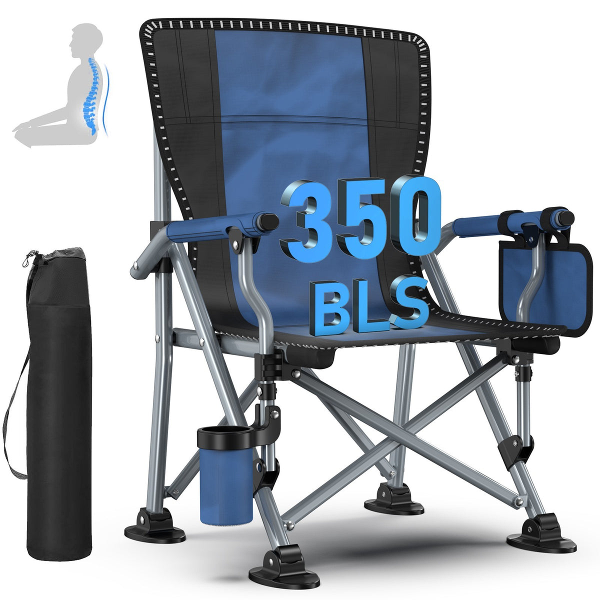 Heavy Duty Portable Camping Chair with Cup Holder and Oversized Design