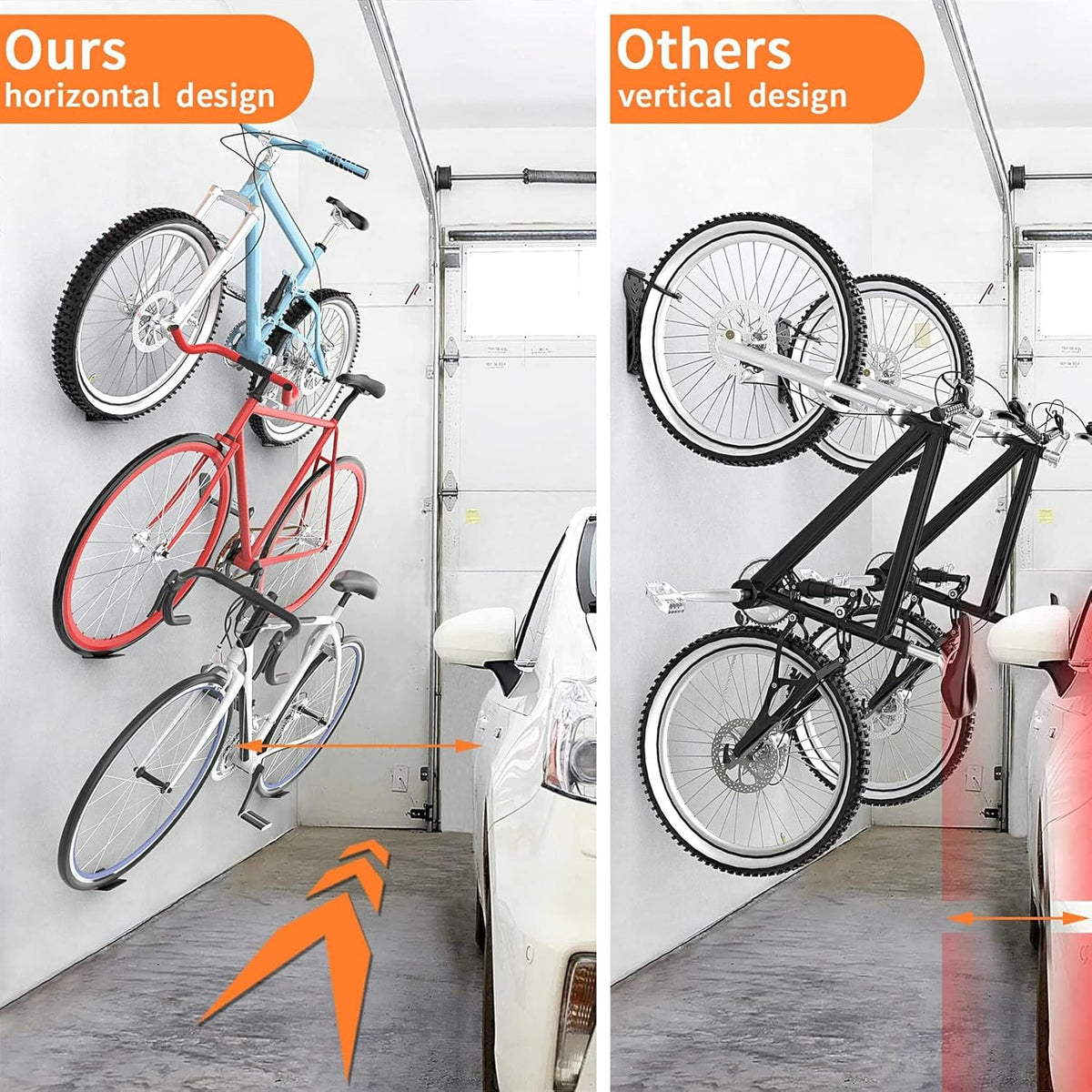 Heavy Duty Bike Pedal Wall Mount Hanger Set - Garage Bike Storage Rack