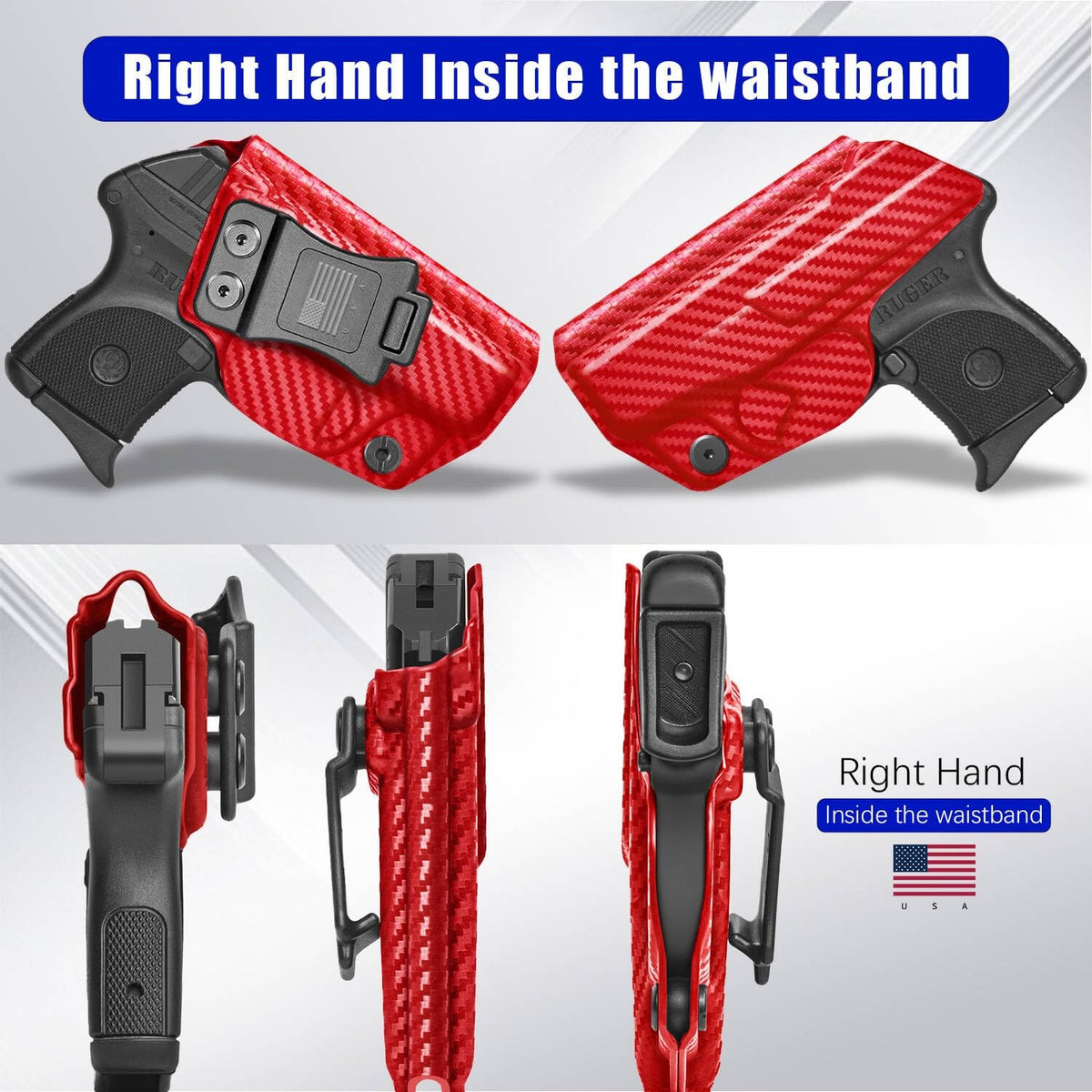 IWB Kydex Holster for Ruger LCP 380 Auto - Custom Fit, Adjustable Retention & Cant