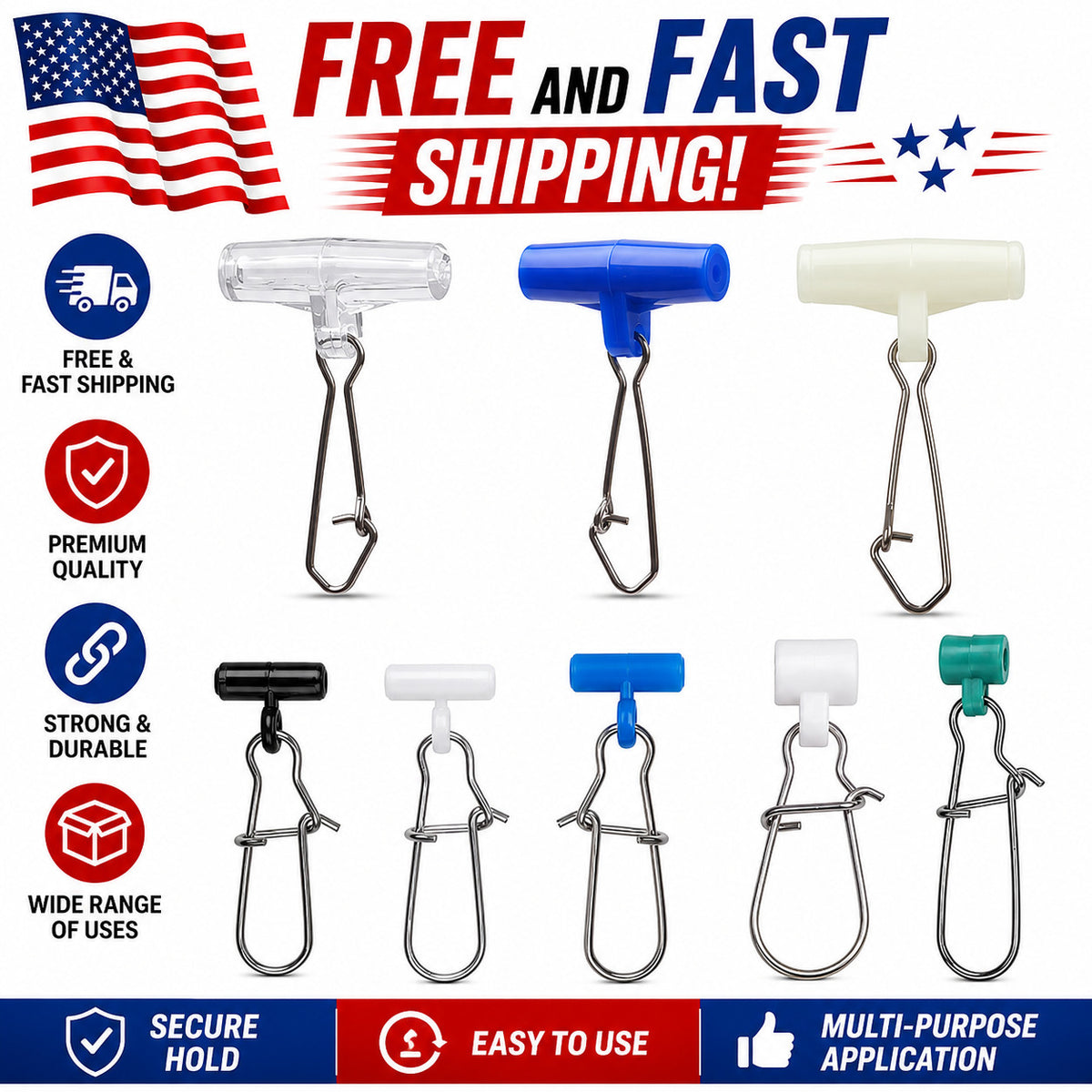 Heavy Duty Fishing Line Sinker Slides with Swivels and Duo Lock - 16 Pack