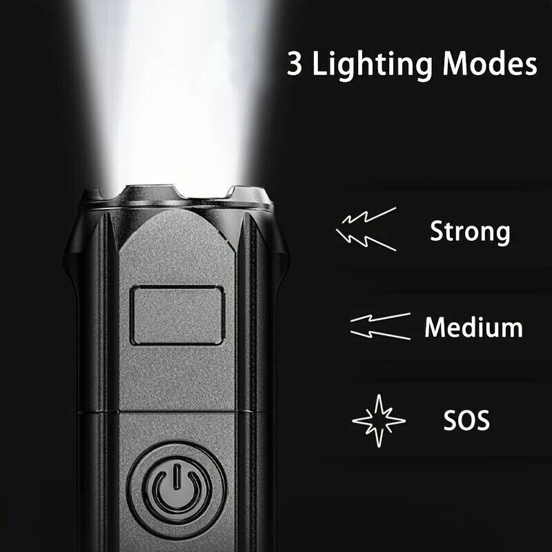 Rechargeable 2000 Lumens LED Tactical Flashlight with Zoom & USB Charging