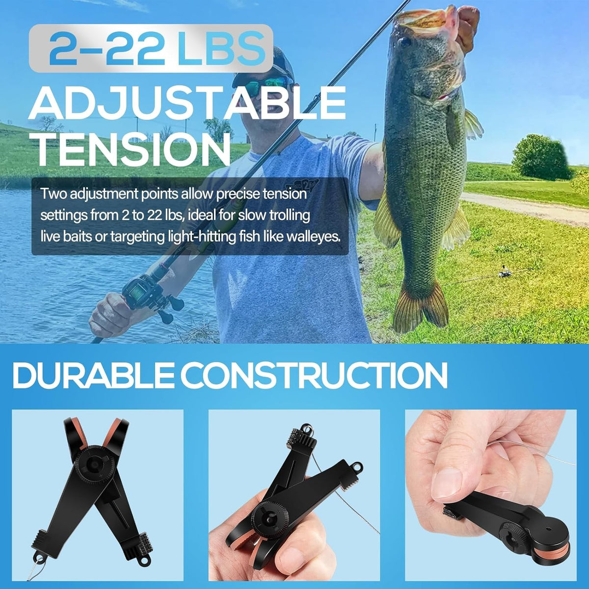 Universal Line Release for Fishing Downriggers - Adjustable Tension 2-22 lbs - 2 Pack