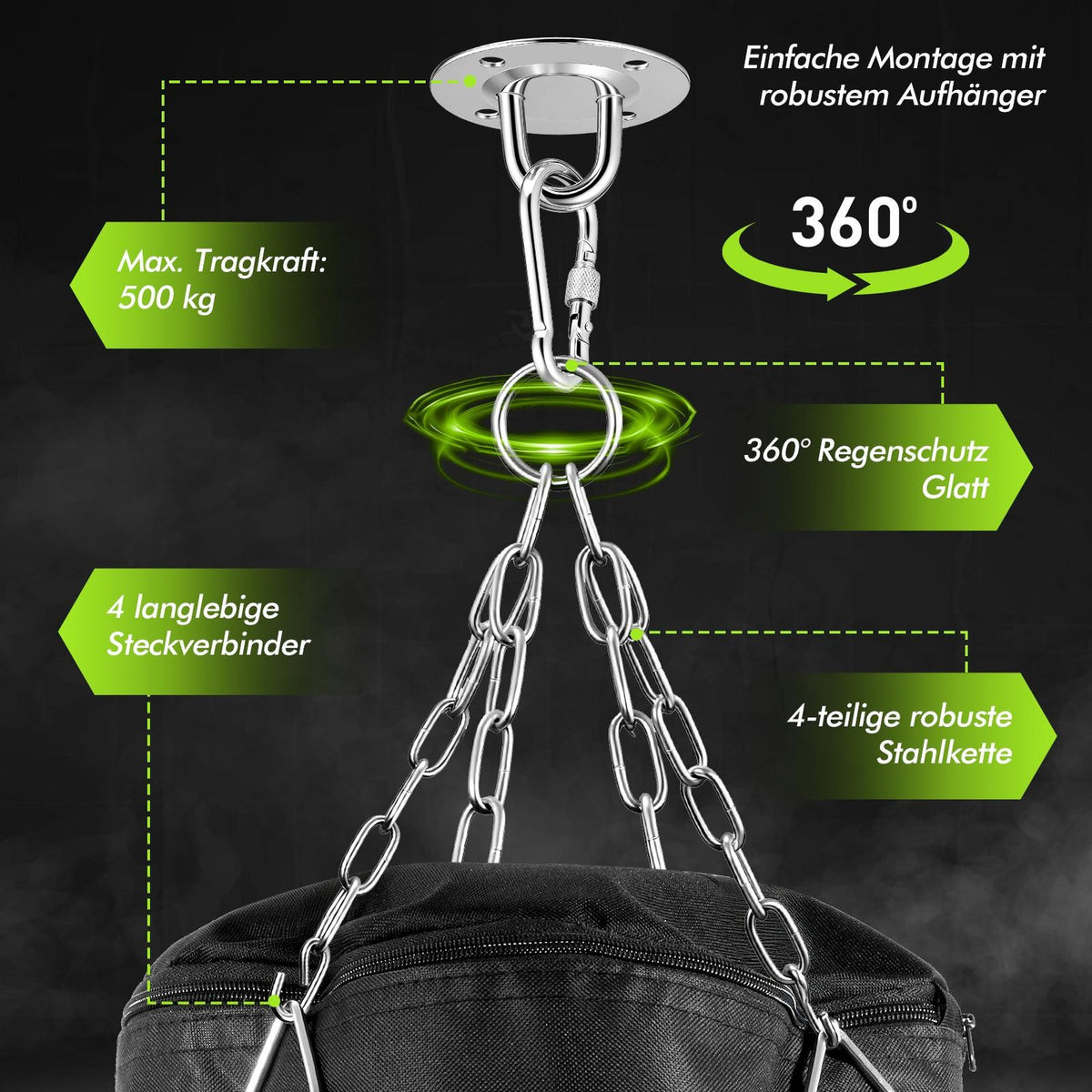 3.28ft Heavy Duty Boxing Punching Bag Unfilled Oxford Cloth with Chain