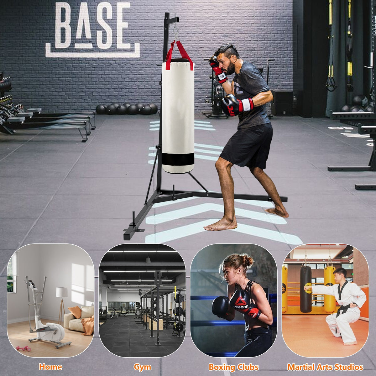 Adjustable Steel Punching Bag Stand Heavy Bag Support Fitness Equipment