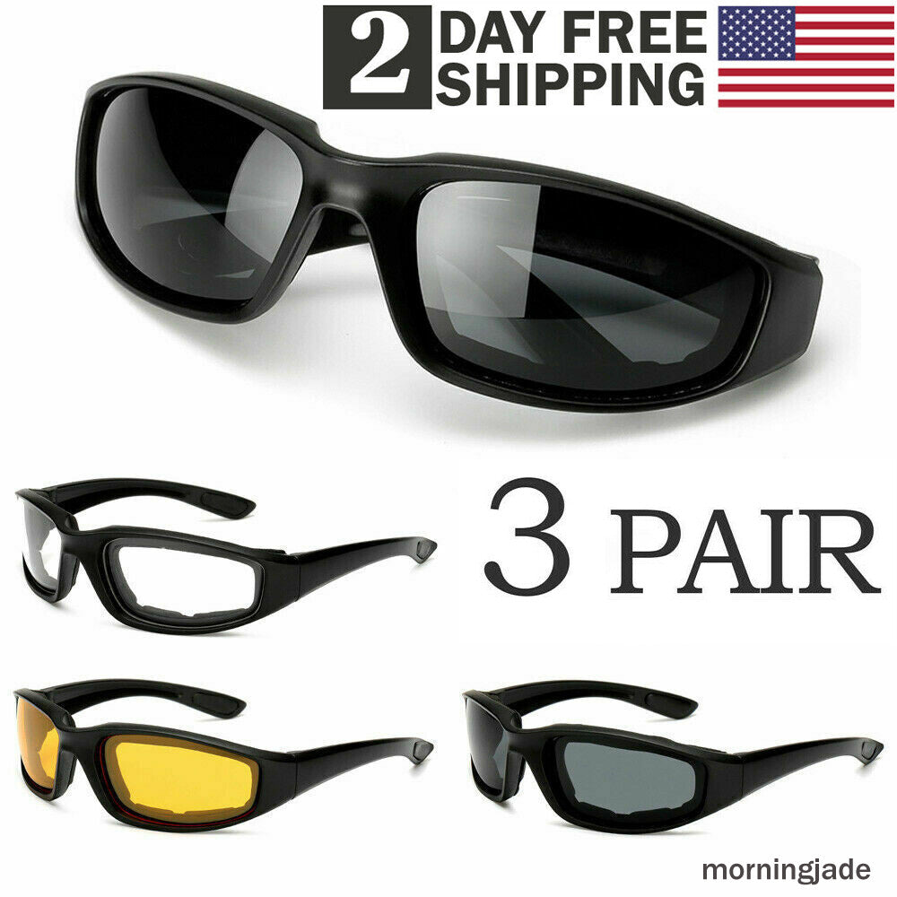 3 Pairs Motorcycle Riding Sunglasses UV400 Windproof Sports Glasses