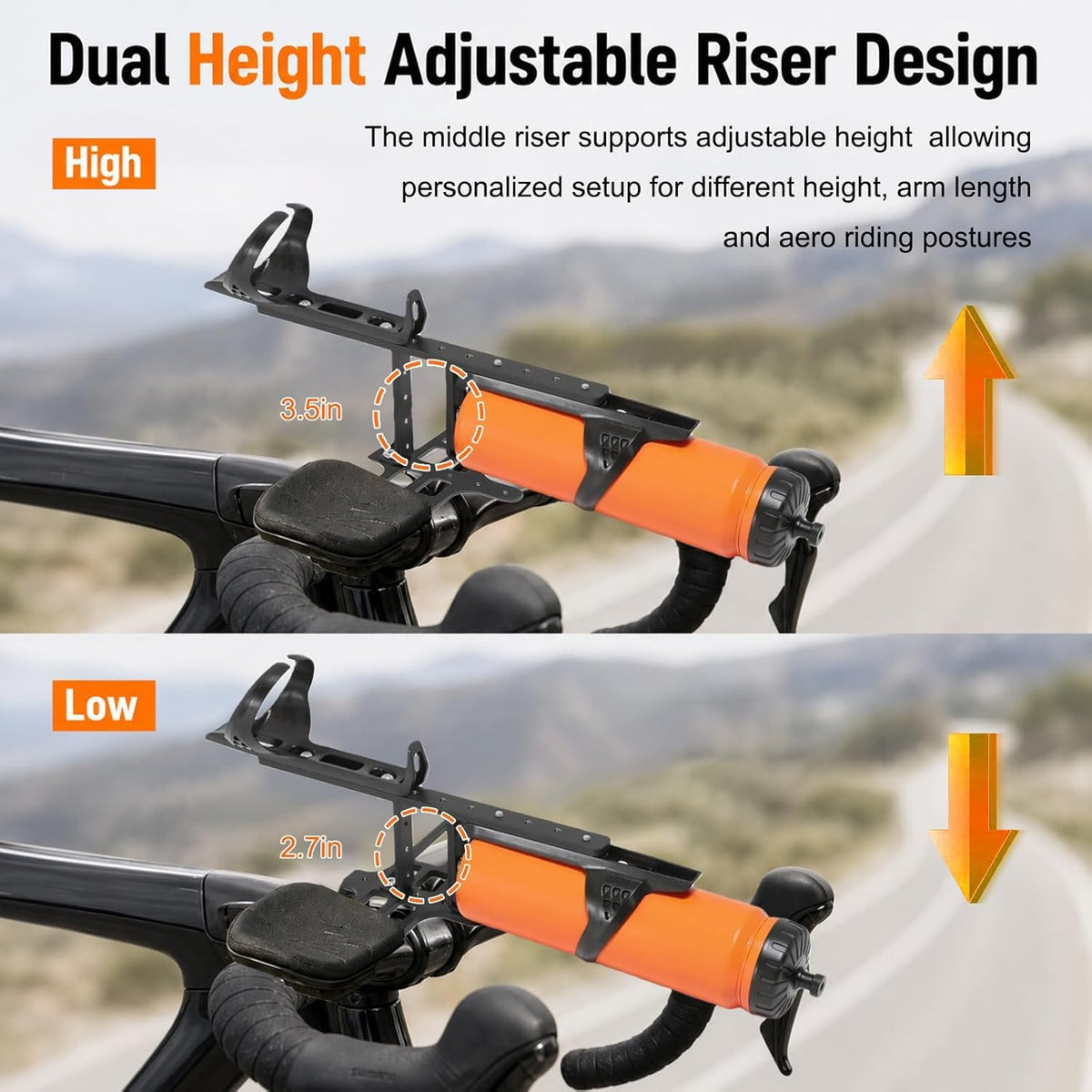 Bike Bottle Cage Adapter with Adjustable Height for Triathlon & Road Cycling