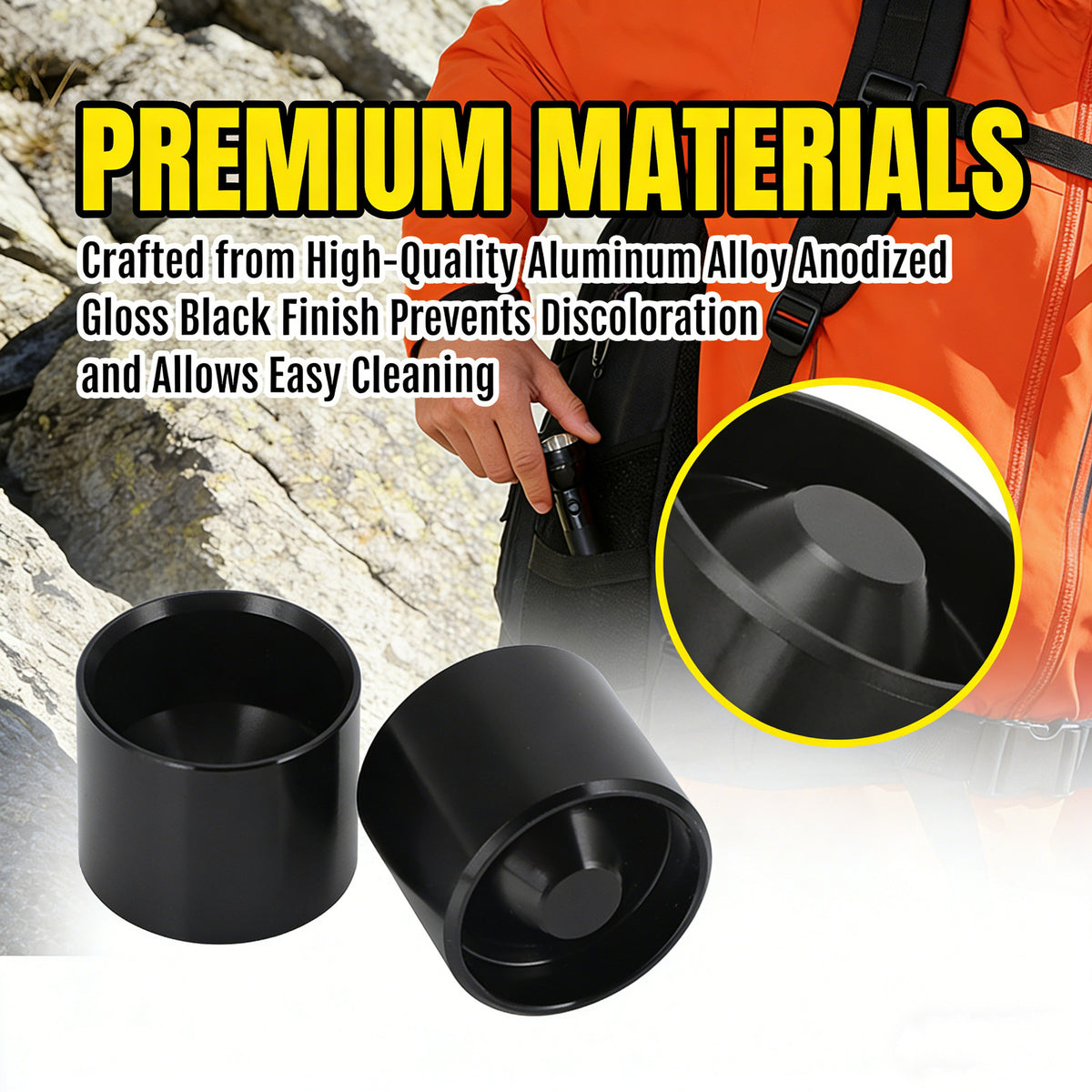 Maglite D Cell Flashlight Hidden Storage Cups - Anodized Aluminum Set of 4