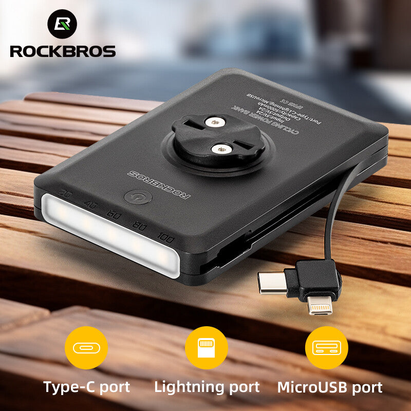 Bike Light with Built-in 5000mAh Power Bank Waterproof Front Light USB