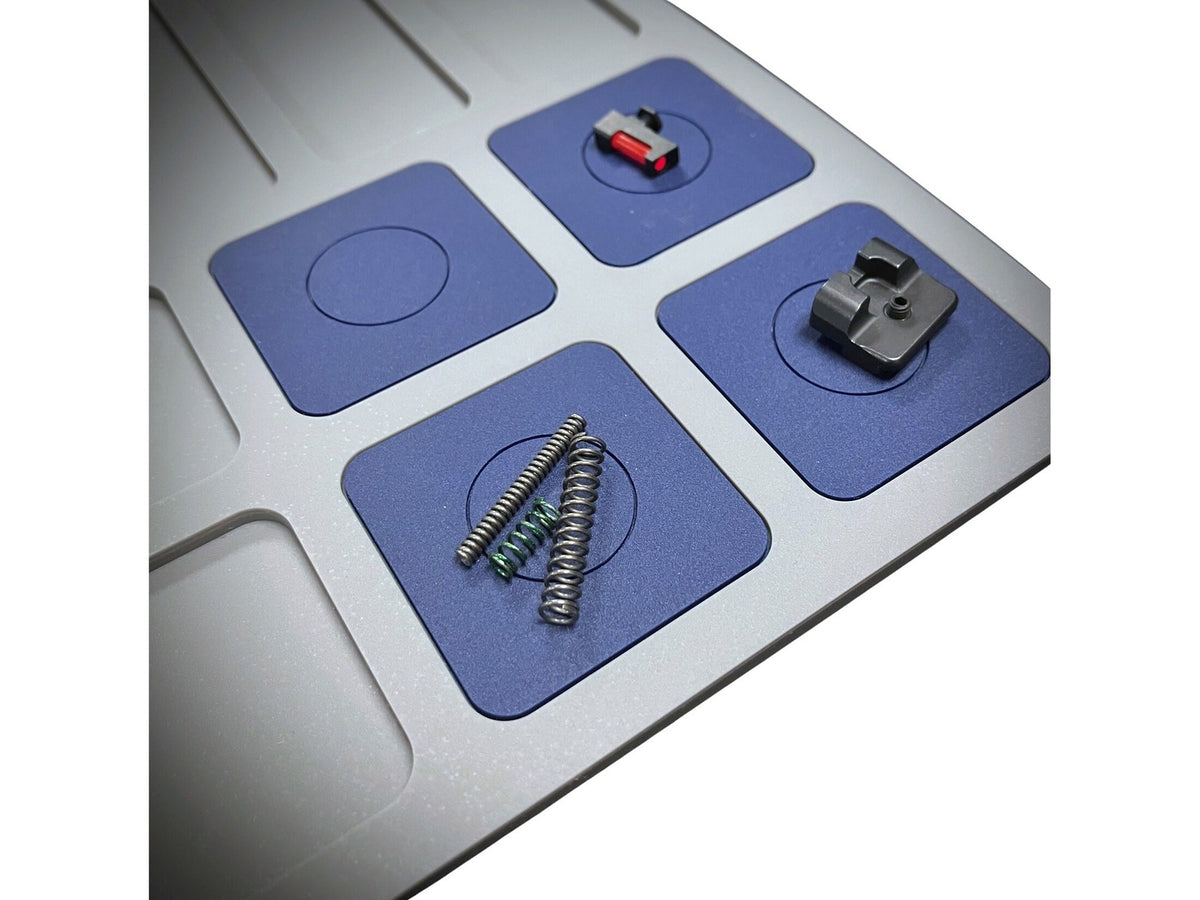 Magnetic Pistol Gun Cleaning Mat - Parts Organizer, Recessed Compartments, Rubber Surface