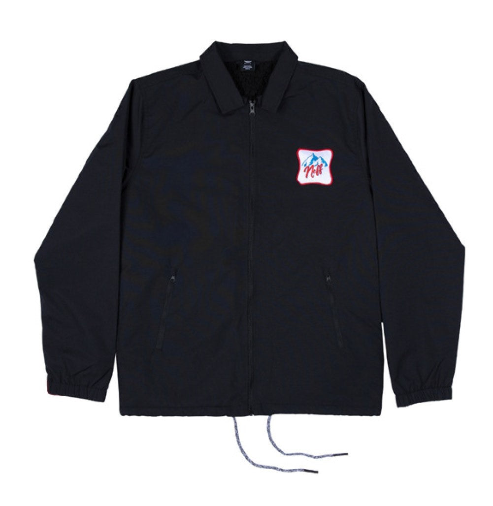 Men's Sherpa-Lined Nylon Jacket - Water Resistant Black Medium