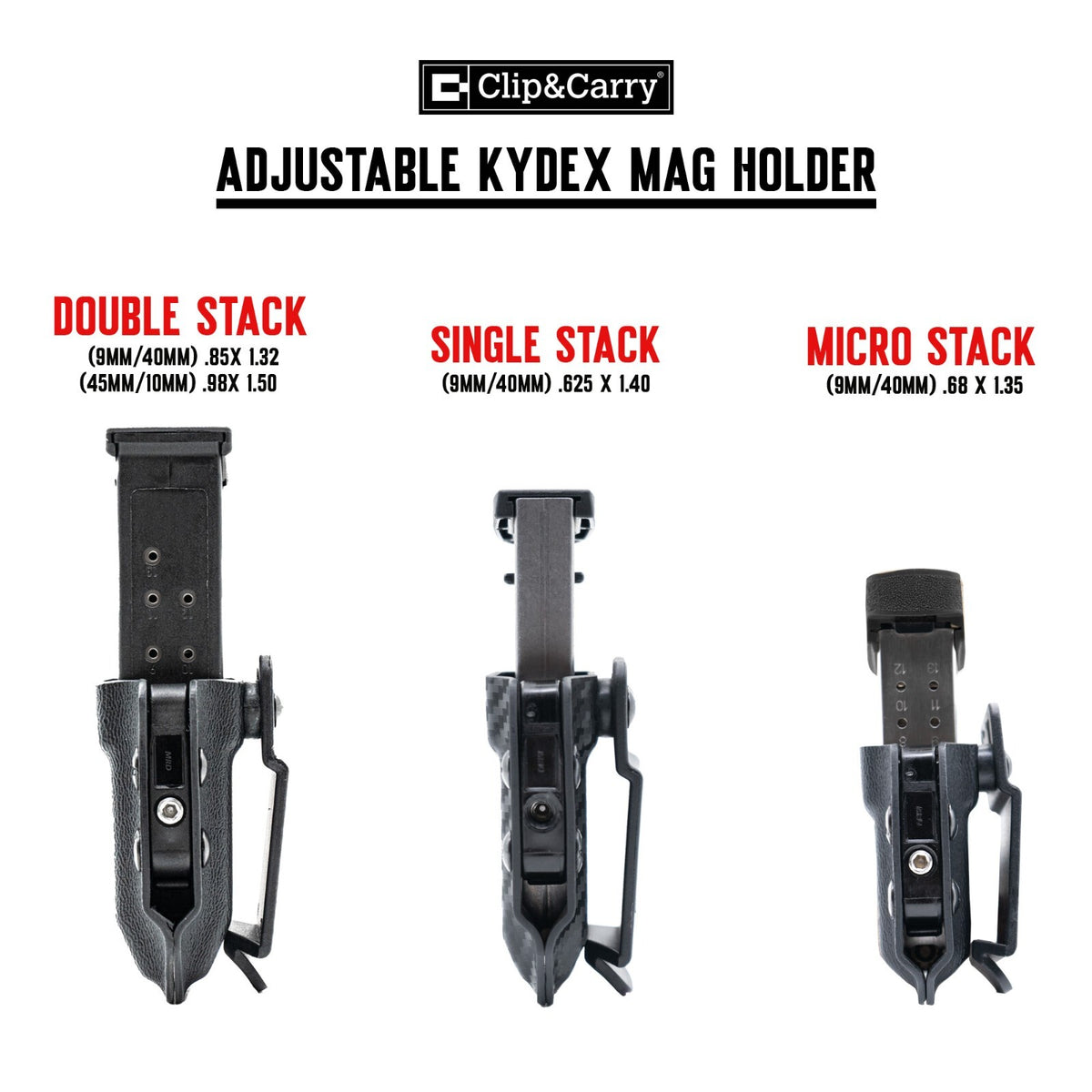 Reversible Kydex Pistol Magazine Holster Belt Carrier for Concealed Carry