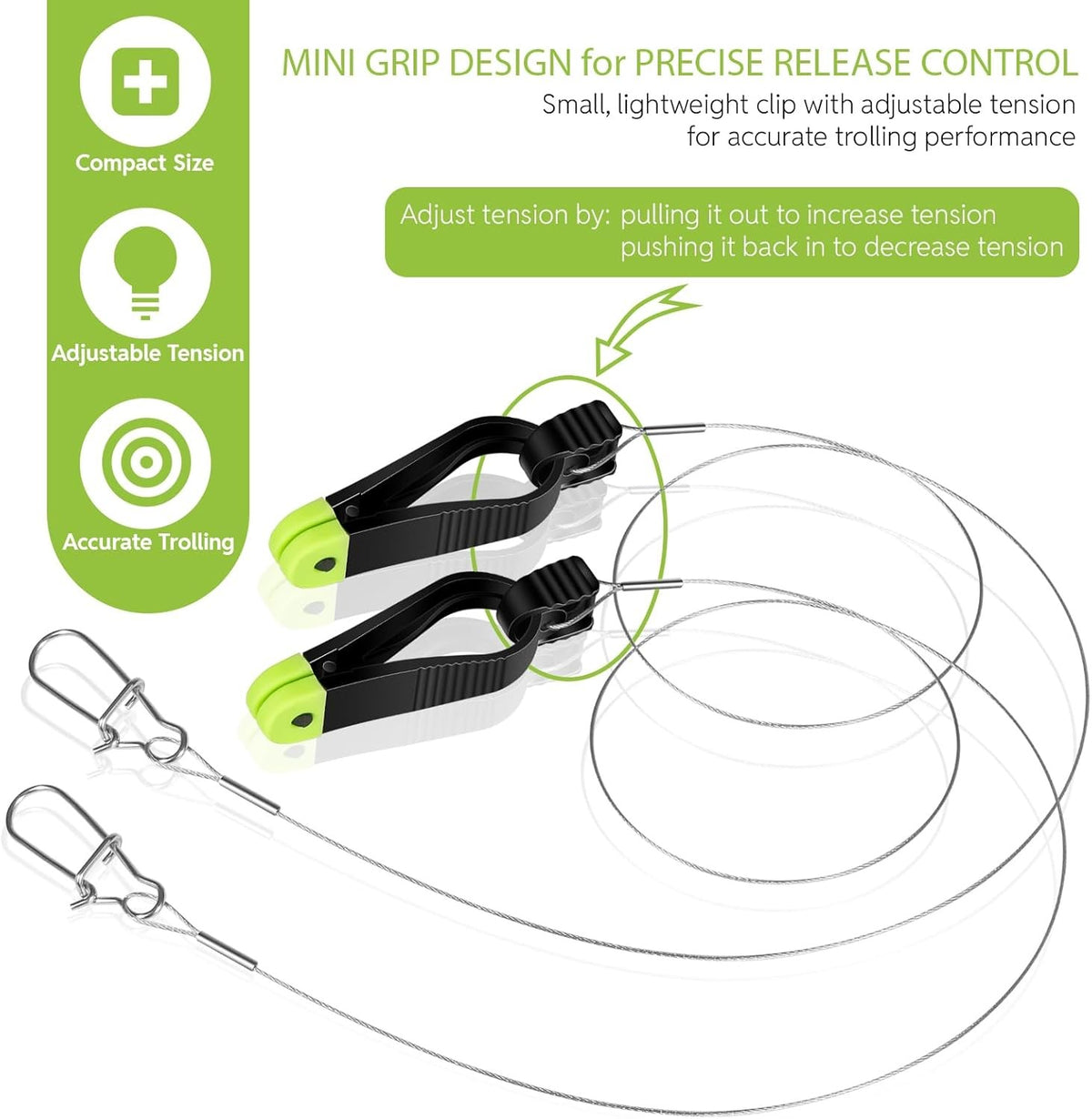 Fishing Line Release Clip with Cannonball Snap - Trolling Leader Accessory
