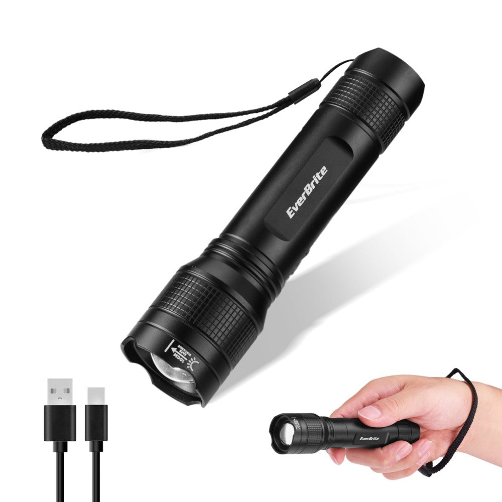 Rechargeable LED Flashlight 3000LM Super Bright Zoomable with 5 Modes