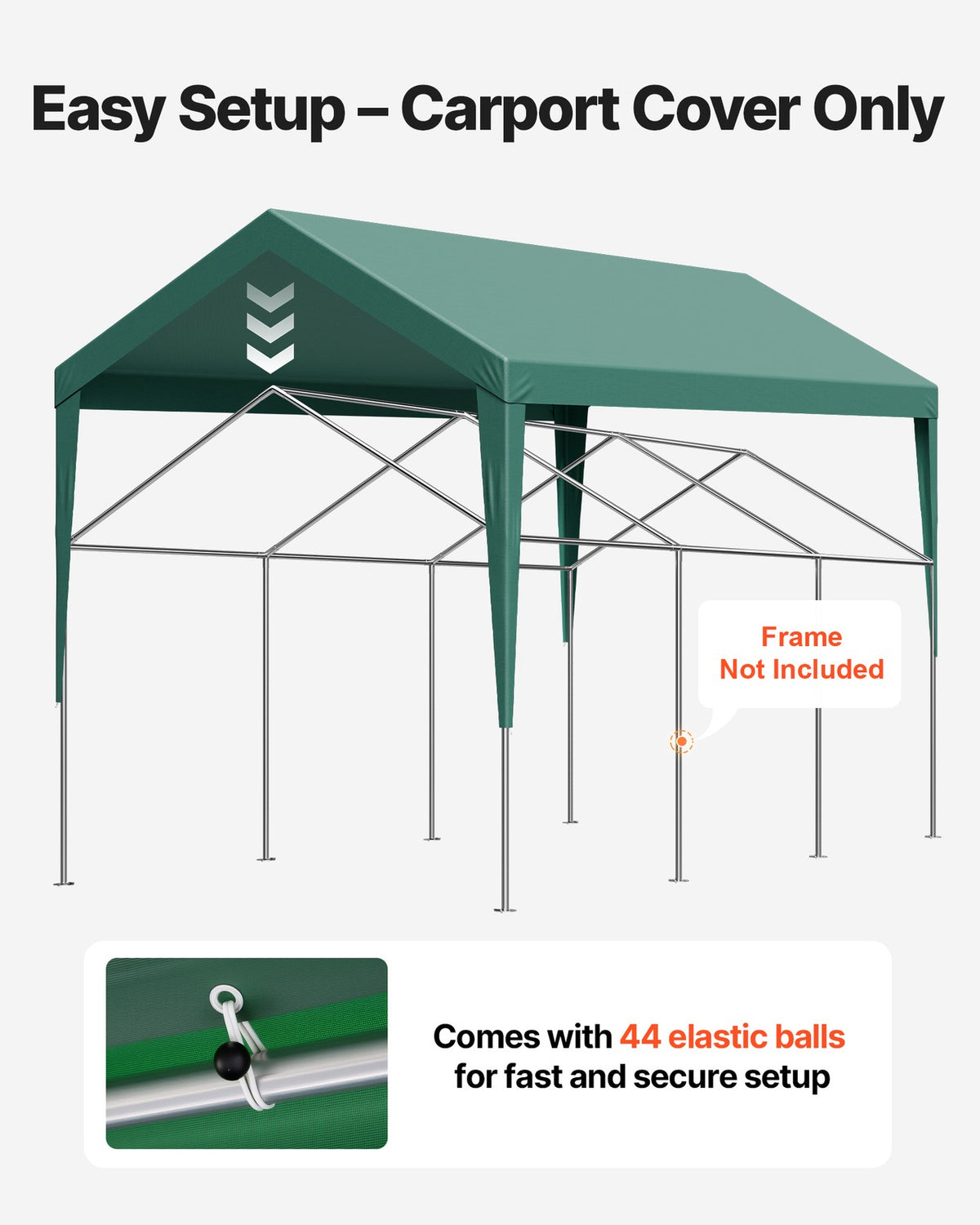 10x20 ft Carport Replacement Canopy Cover UV-Resistant Weatherproof Tarp