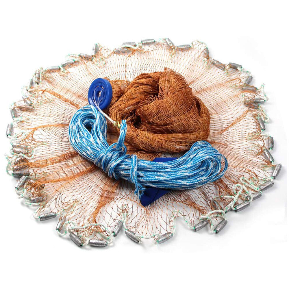 Heavy Duty Casting Net for Fishing - Easy Throw Hand Net with Durable Mesh and Extended Rope