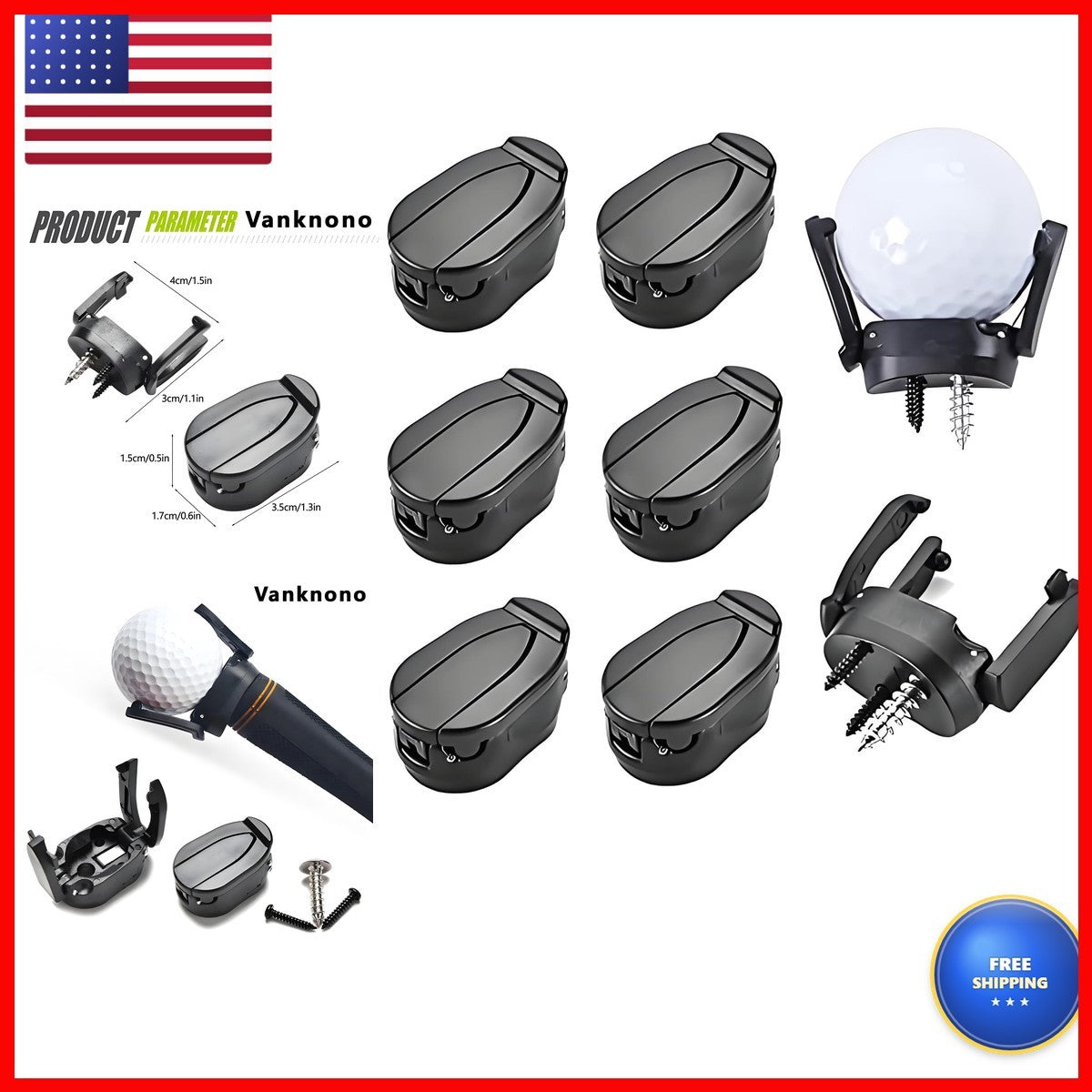 Golf Ball Retriever Set - 6 Foldable 3-Prong Claw Pickups for Golfers