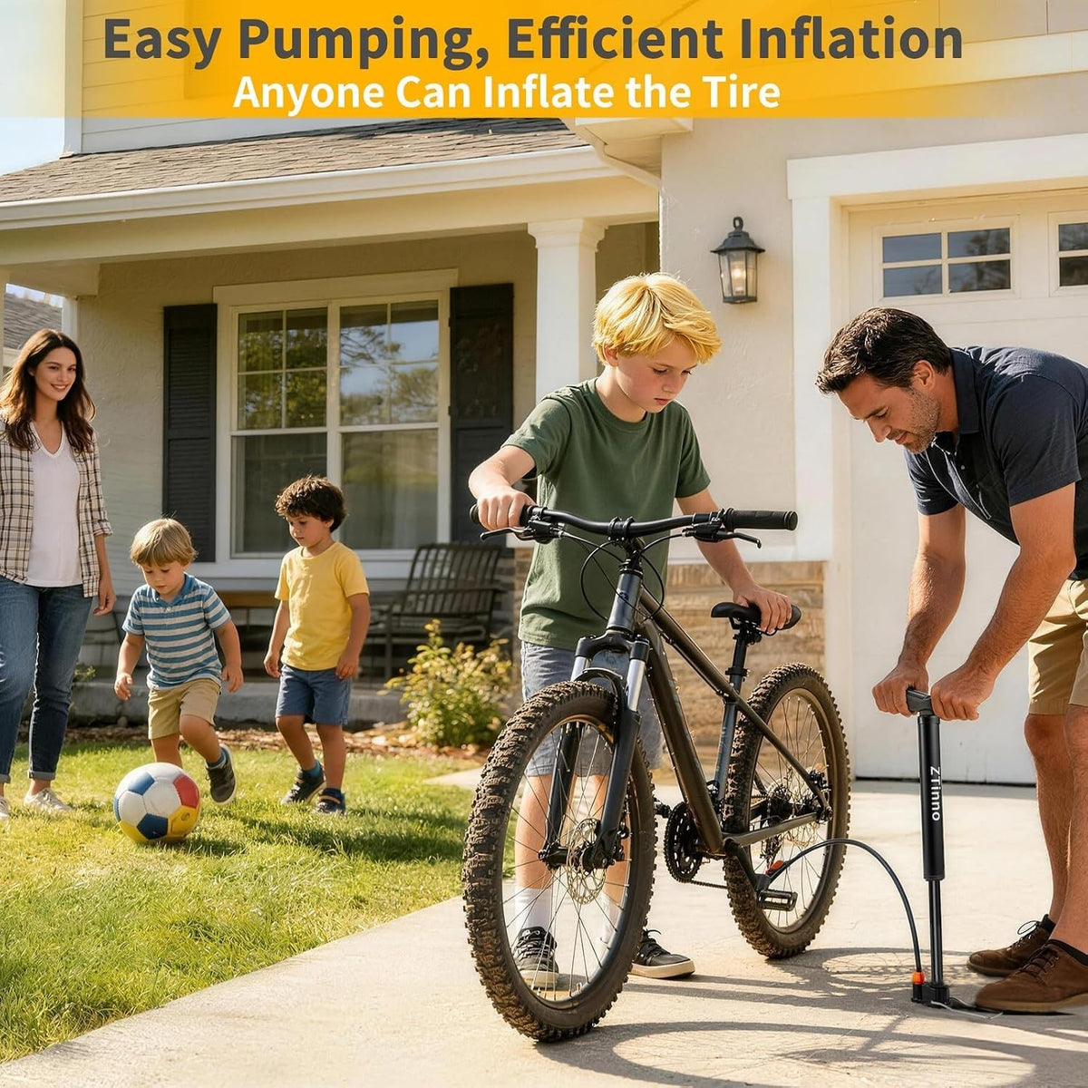 Bike Floor Pump 160 Psi with Gauge - High Pressure Bicycle Pump for All Bikes
