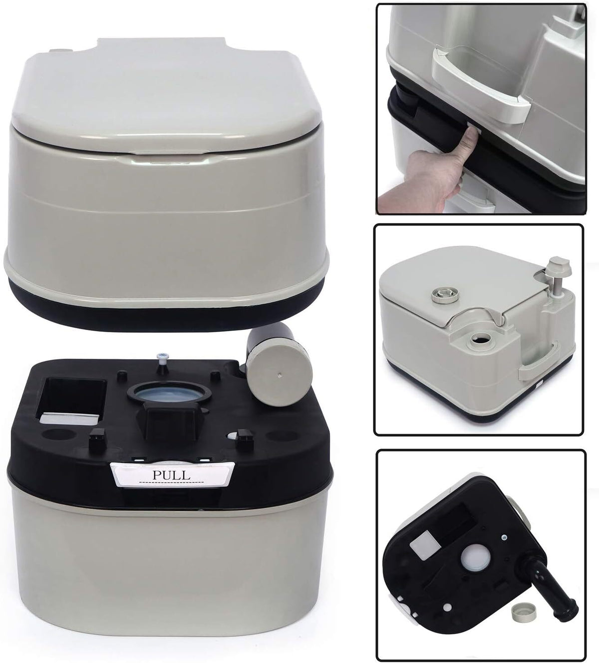 Portable Camping Toilet with 6.3 Gallon Flush Tank - Travel Commode
