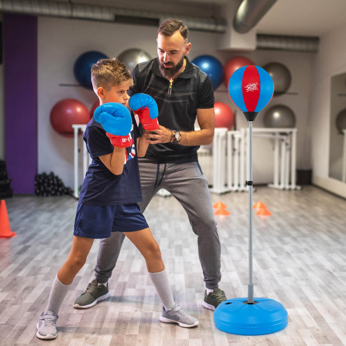 Adjustable Standing Punching Bag with Gloves for Boxing & Fitness