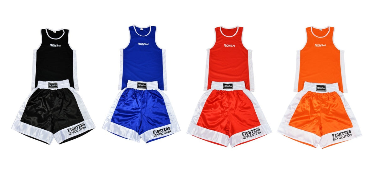 Kids Boxing Shorts & Top Set - 2-Piece Satin Martial Arts Training Outfit