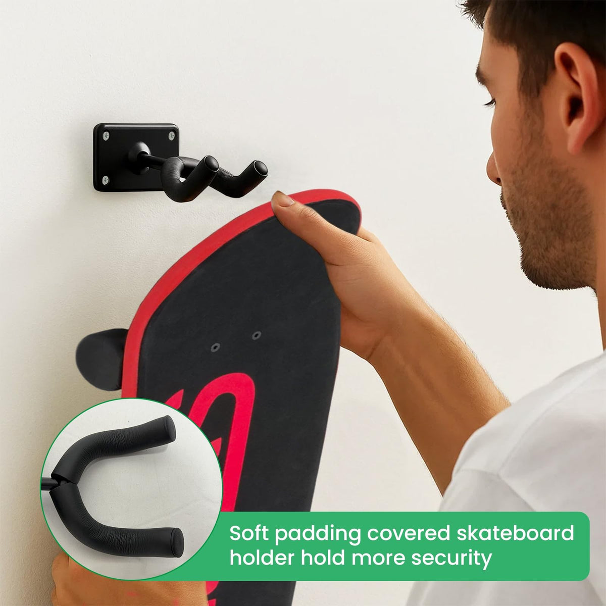 Skateboard Wall Mount Rack Set - Durable Stainless Steel Storage Holders
