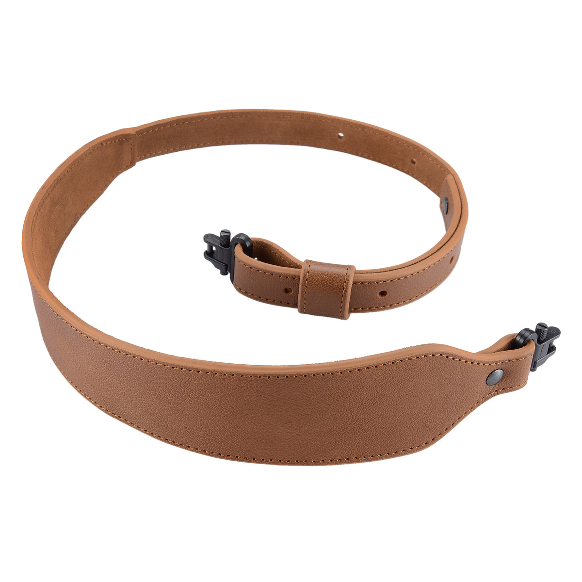 Buffalo Hide Leather Gun Sling with Swivels and Metal Hardware - Adjustable 1" Wide