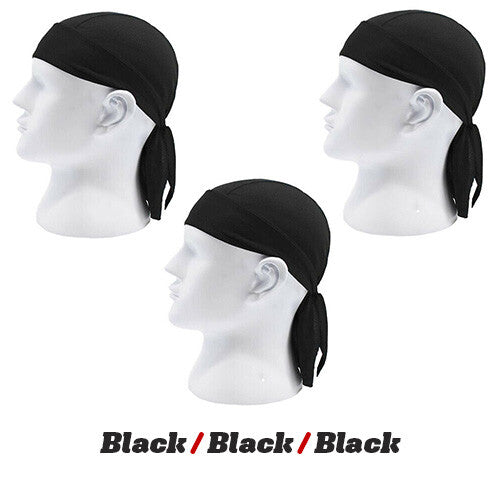 3 Pack Skull Cap Motorcycle Head Wrap Tie Durag Cycling Hat Quick-Drying