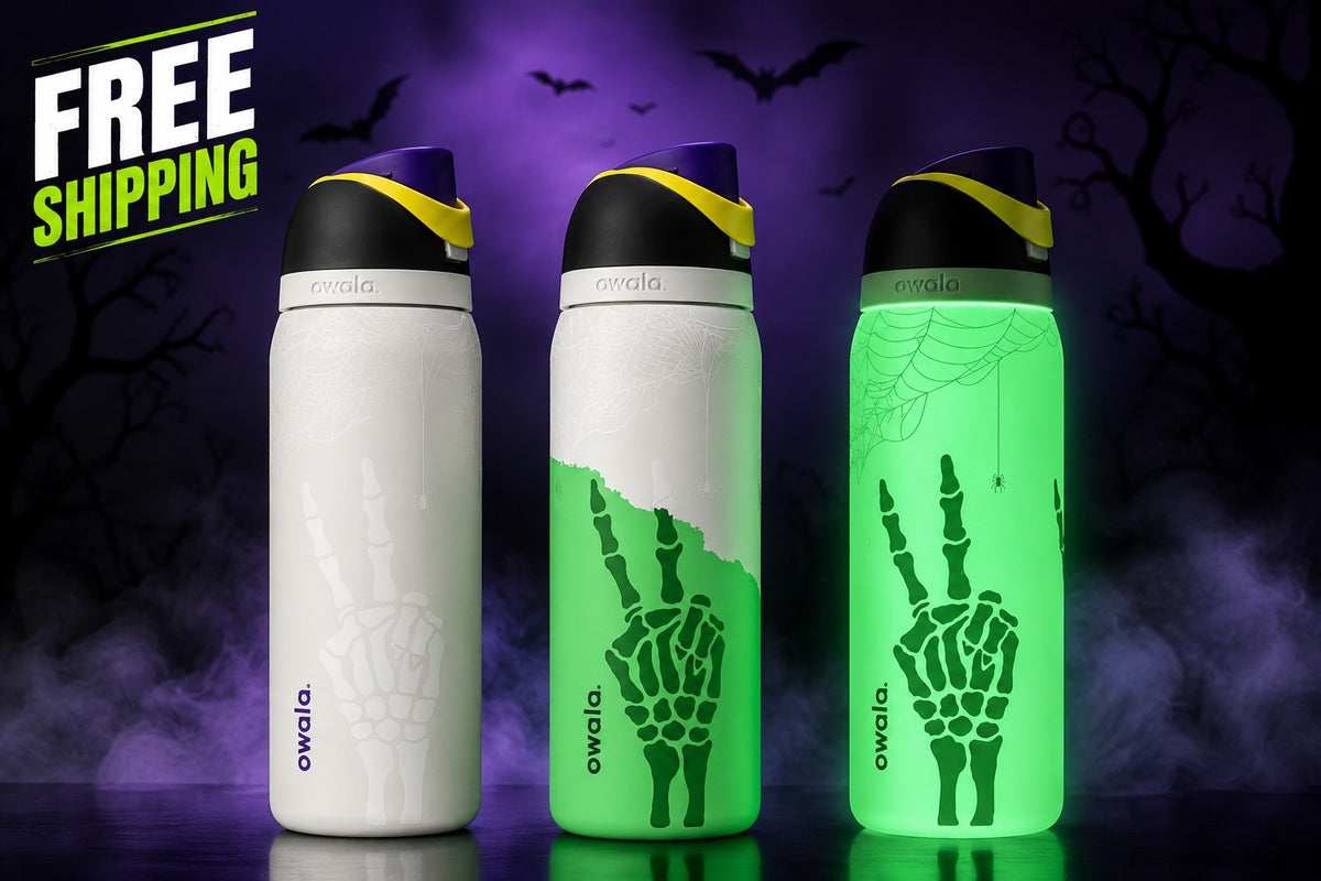 Glow in the Dark Skeleton Hand Water Bottle 32oz - Halloween Themed Hydration